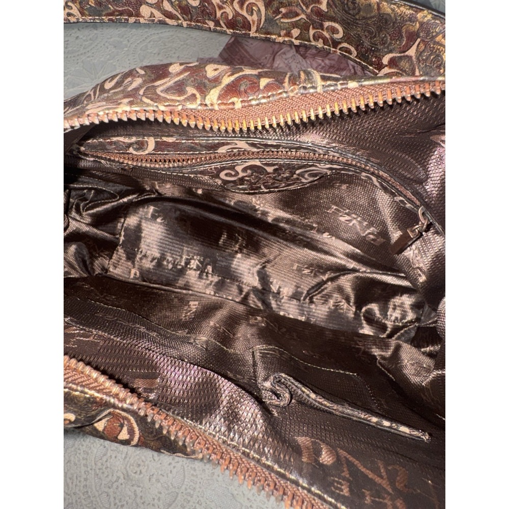 NWOT THE FIND Leather Metallic Paisley Burnout Handbag Shoulder Bag Purse - Picture 8 of 9